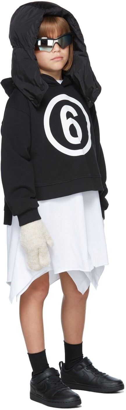 

Детский черный пуловер с капюшоном с логотипом MM6 Maison Margiela