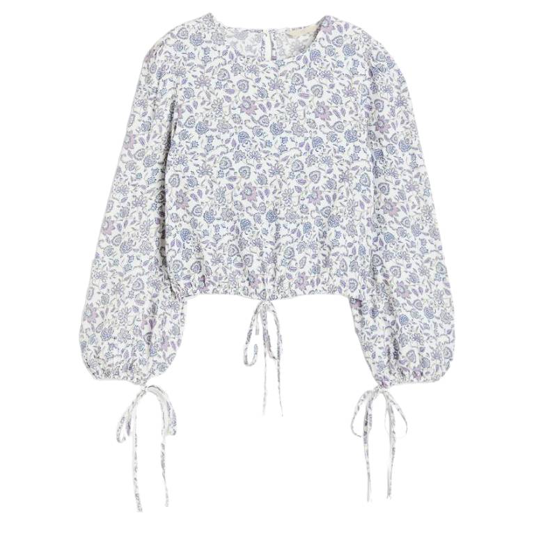 Блузка H&M Lace Detailed, белый | цветочный