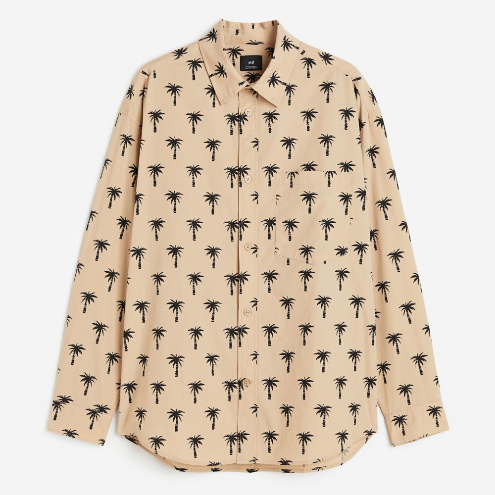 

Рубашка H&M Oversized Fit Poplin, бежевый