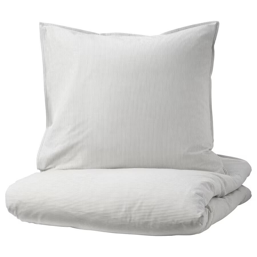

Комплект постельного белья Ikea Bergpalm, 2 предмета, 155x220/80x80 см, серый/полоска