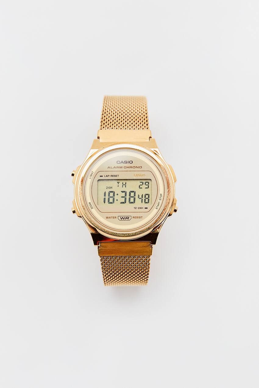 Цифровые часы Casio A171WEMG-9AEF Pull&Bear, золотой часы наручные мужские с будильником спортивные многофункциональные водонепроницаемые цифровые с ремешком из пу кожи 5 бар с подсветкой