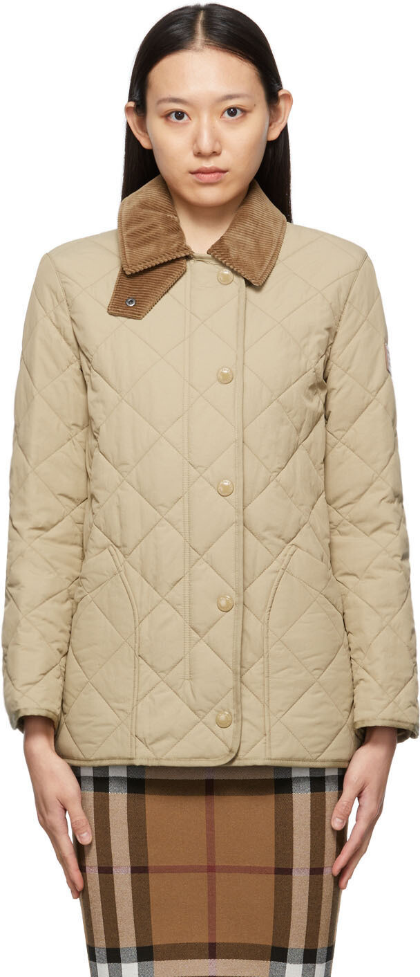 

Бежевая стеганая куртка с ромбами Burberry, Бежевый