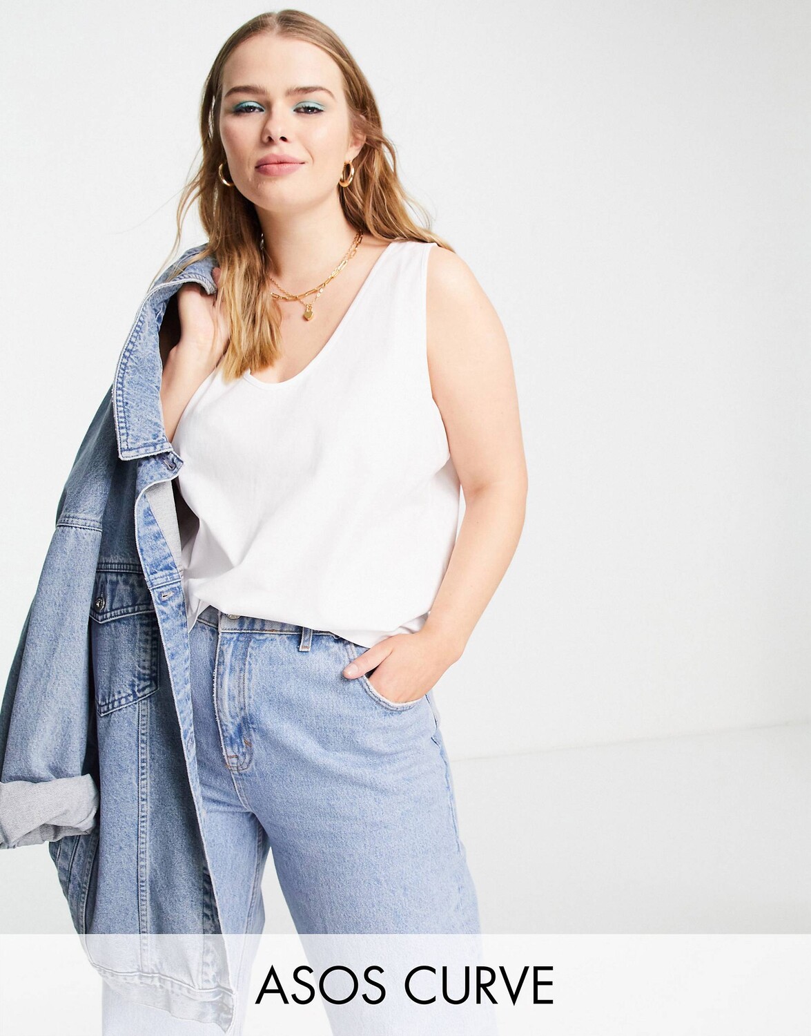 

Белая хлопковая жилетка с круглым вырезом ASOS DESIGN Curve Ultimate - WHITE