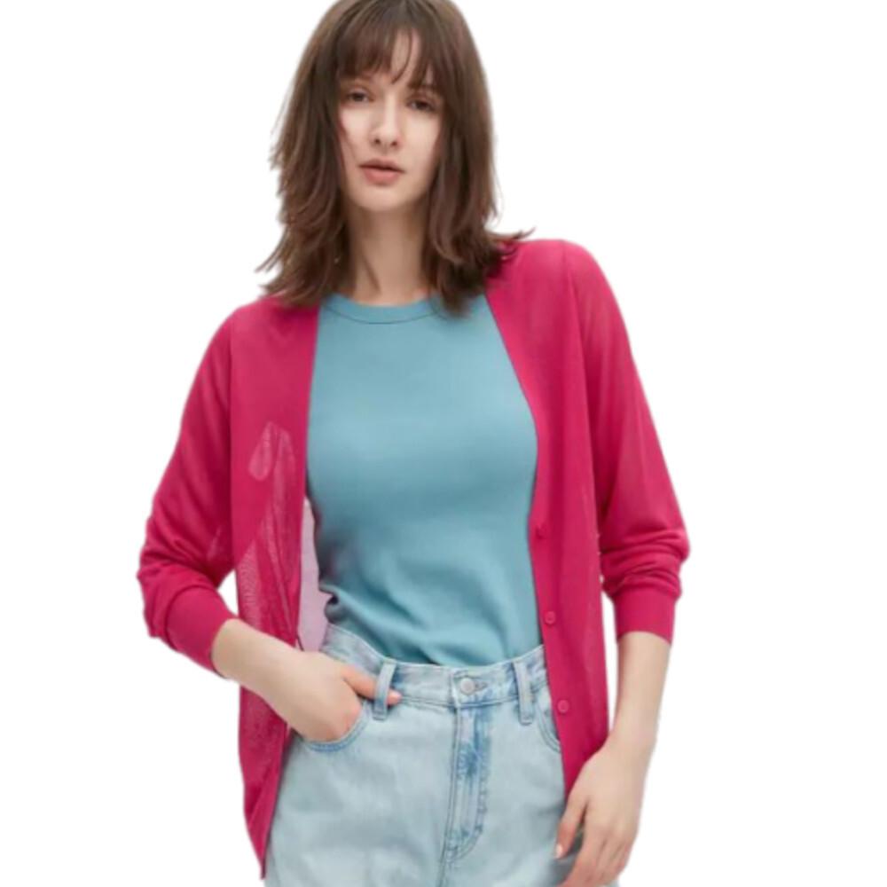 

Кардиган с длинными рукавами и v-образным вырезом Uniqlo V Neck Long Sleeve, розовый