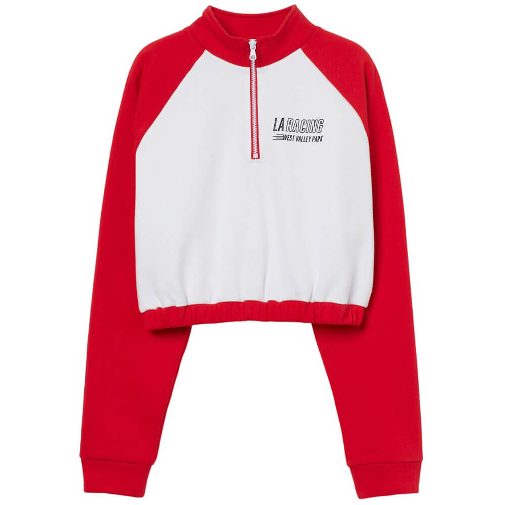 

Свитшот H&M Half-zip Color-Block, бело-красный