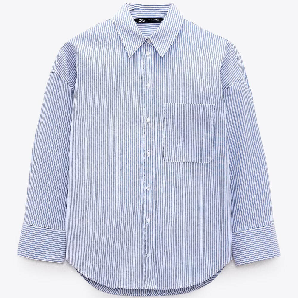 

Рубашка Zara Oxford, голубой/белый