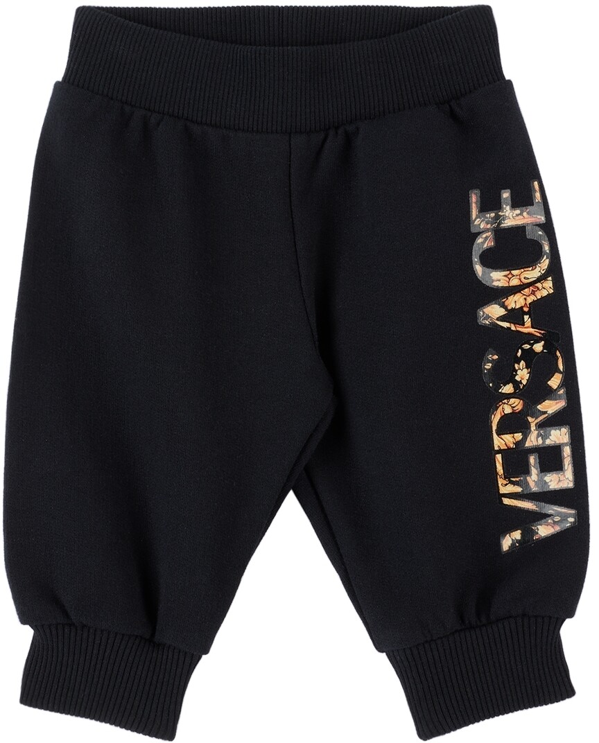 

Черные брюки для отдыха с принтом Barocco Baby Versace