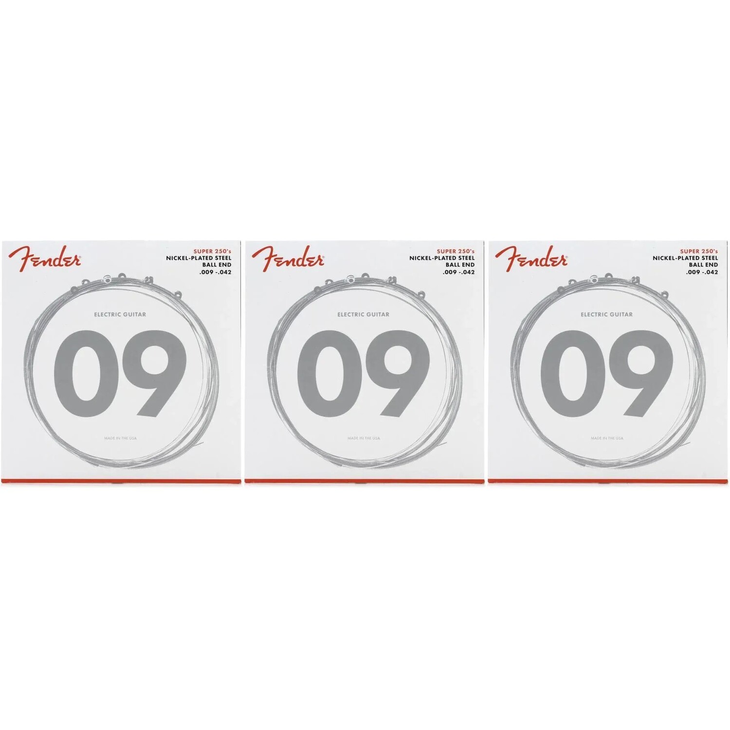 

Струны для электрогитары Fender 250L Super 250 из никелированной стали — .009-.042, легкие (3 шт.)