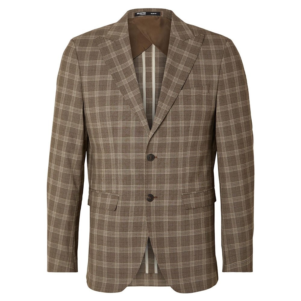 

Блейзер Selected Ryde Brown Check Slim, коричневый