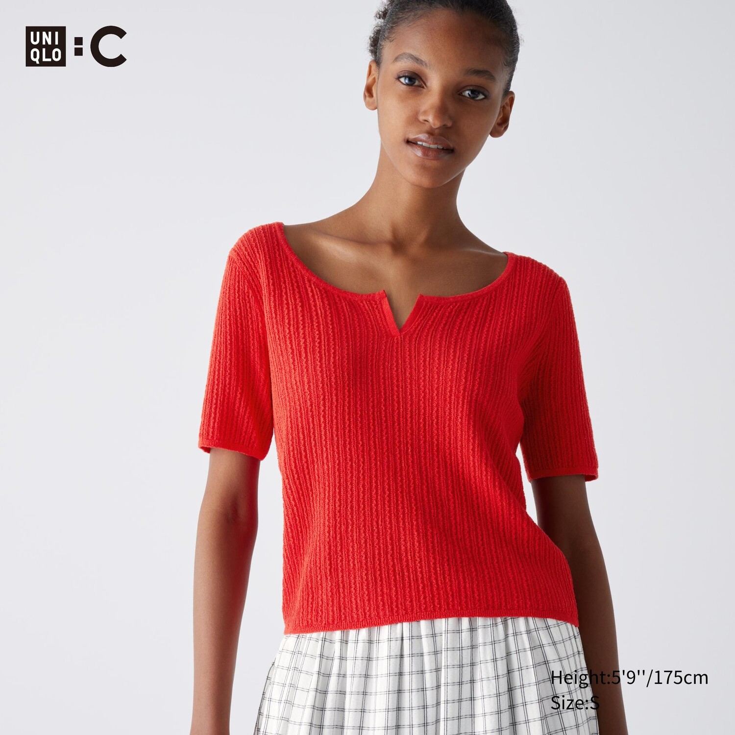 

Короткий свитер среднего рукава UNIQLO, красный
