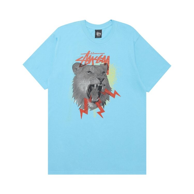 Футболка Stussy Pop Lion 'Teal', бирюзовый