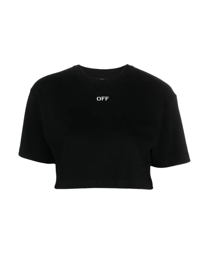 

Укороченная футболка с принтом Off White, черный