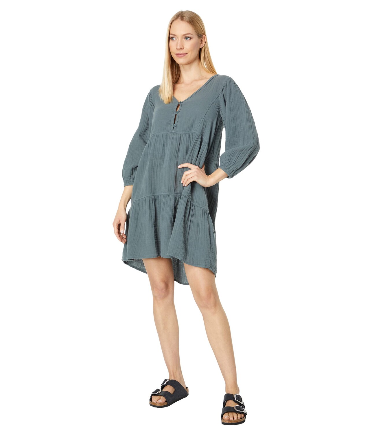 

Платье Mod-o-doc, Double Layer Gauze 3/4 Sleeve Boho Tiered Dress