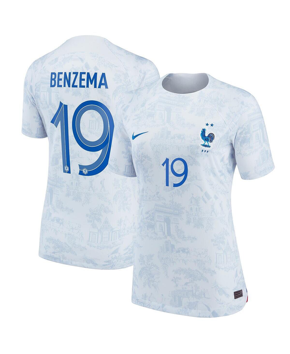 Футболка Nike Women's Karim Benzema White France National Team 2022/23, белый/синий free shipping 21 22 top quality real madrides shirt benzema modric hazard valverde marcelo jovic home away soccer jerseys