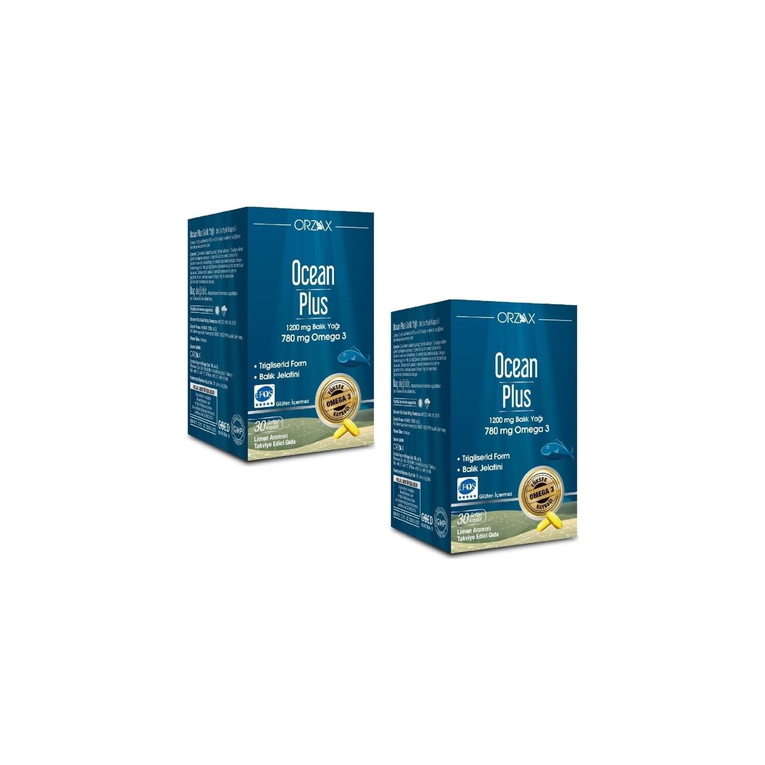 Омега-3 Ocean Plus 1200 мг, 2 упаковки по 30 капсул омега 3 plus orzax 1200 мг 2 упаковки по 50 капсул