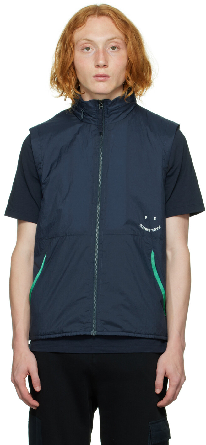 

Темно-синий жилет смешанной техники PS by Paul Smith