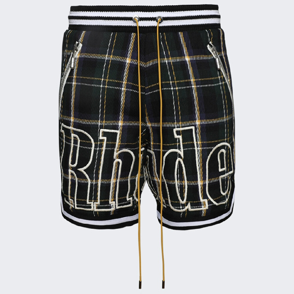 

Шорты Rhude Flannel Court Logo, черный/темно-зеленый/белый