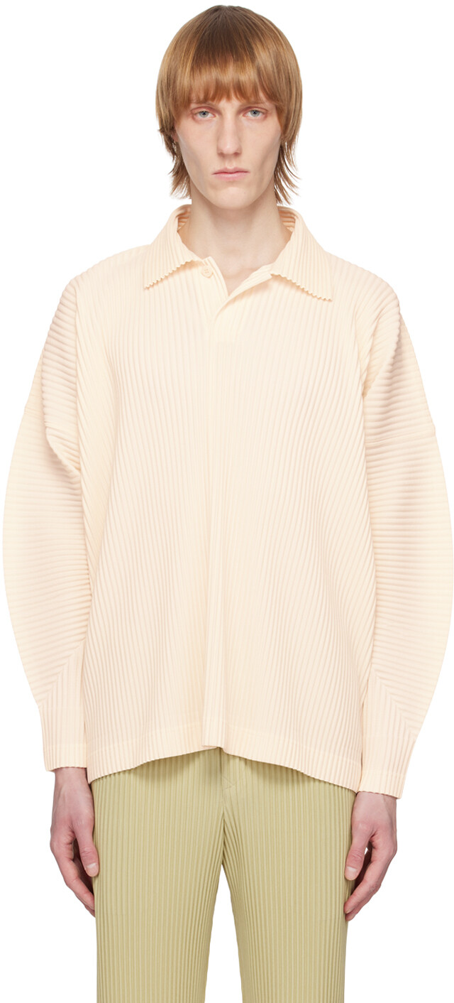 

Февральское поло Off-White Monthly Color Homme Plissé Issey Miyake, Белый