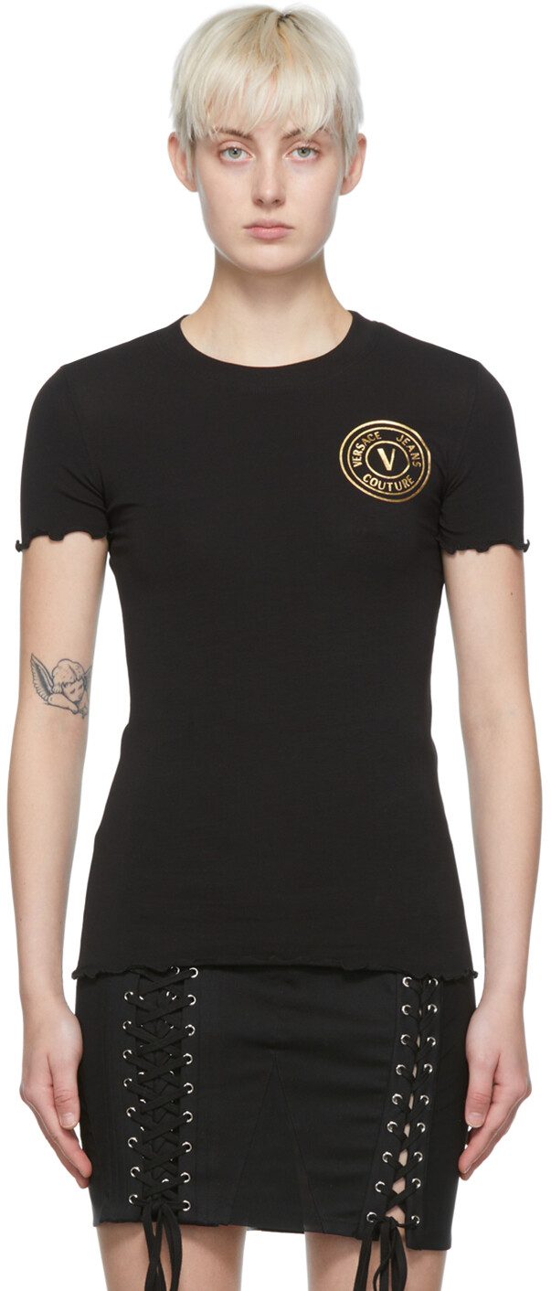 

Черная хлопковая футболка Versace Jeans Couture