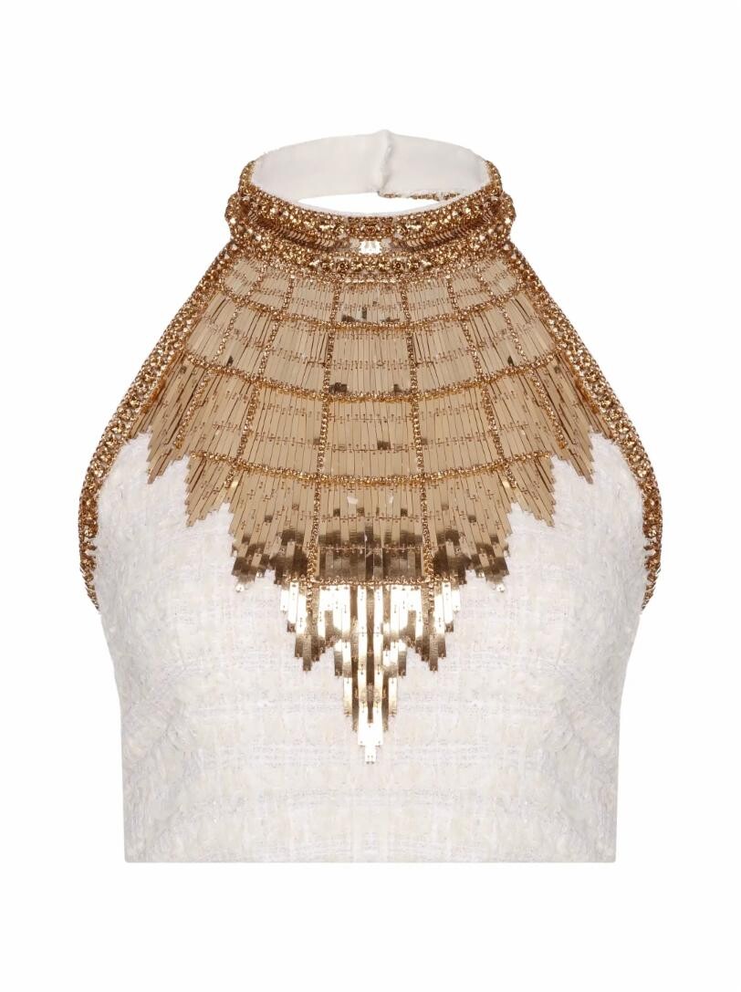 

Укороченный твидовый топ Balmain