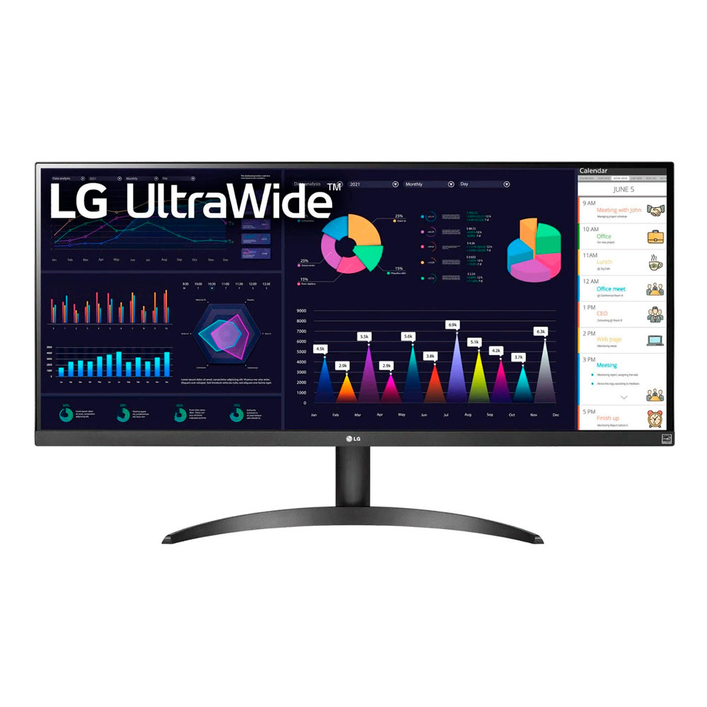 Монитор LG UltraWide 34WQ500-B, 34, FHD 2560 x 1080, IPS, 100 Гц, чёрный цена и фото