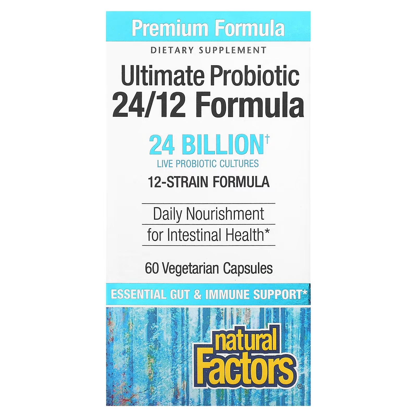 Natural Factors Ultimate Probiotic 24/12 Formula 24 млрд КОЕ 60 вегетарианских капсул