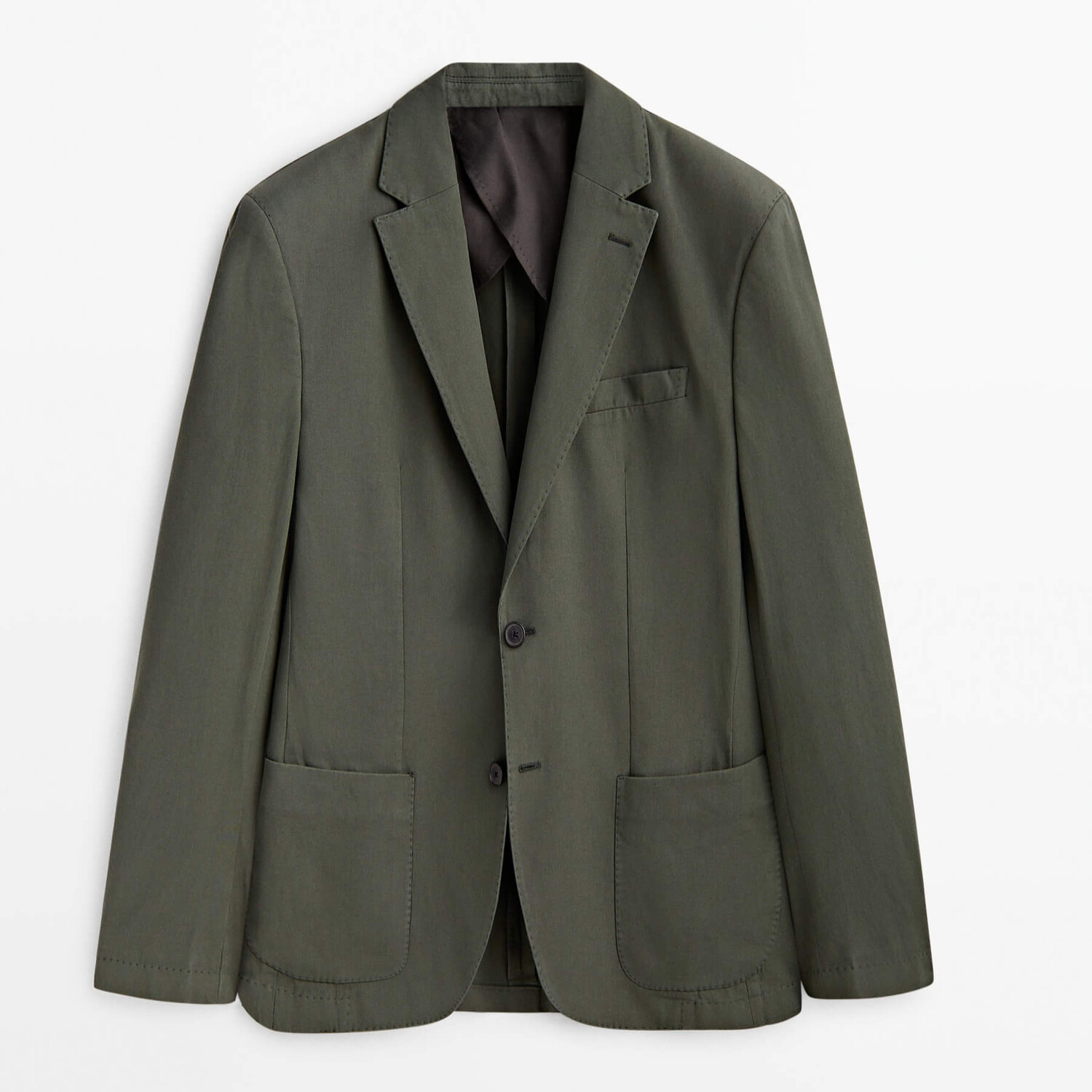 

Пиджак Massimo Dutti Twill Cotton, зеленый