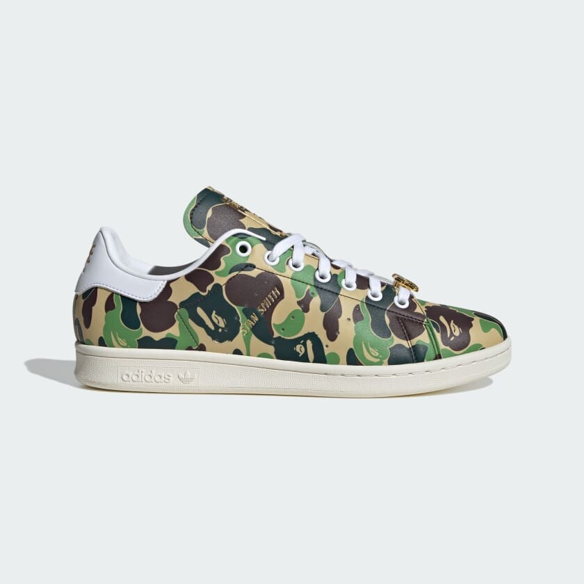 Кеды adidas Stan Smith Bape, зеленый/белый/коричневый фотографии