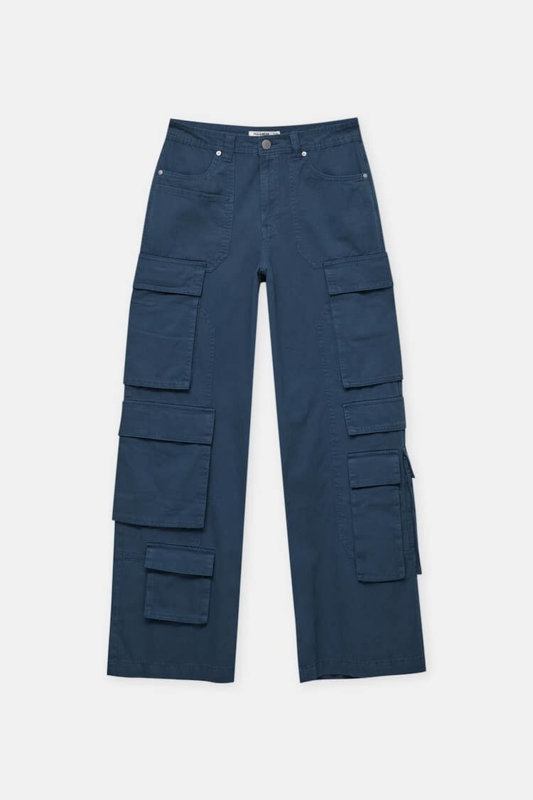 

Брюки Pull&Bear Cargo With Pockets, синий