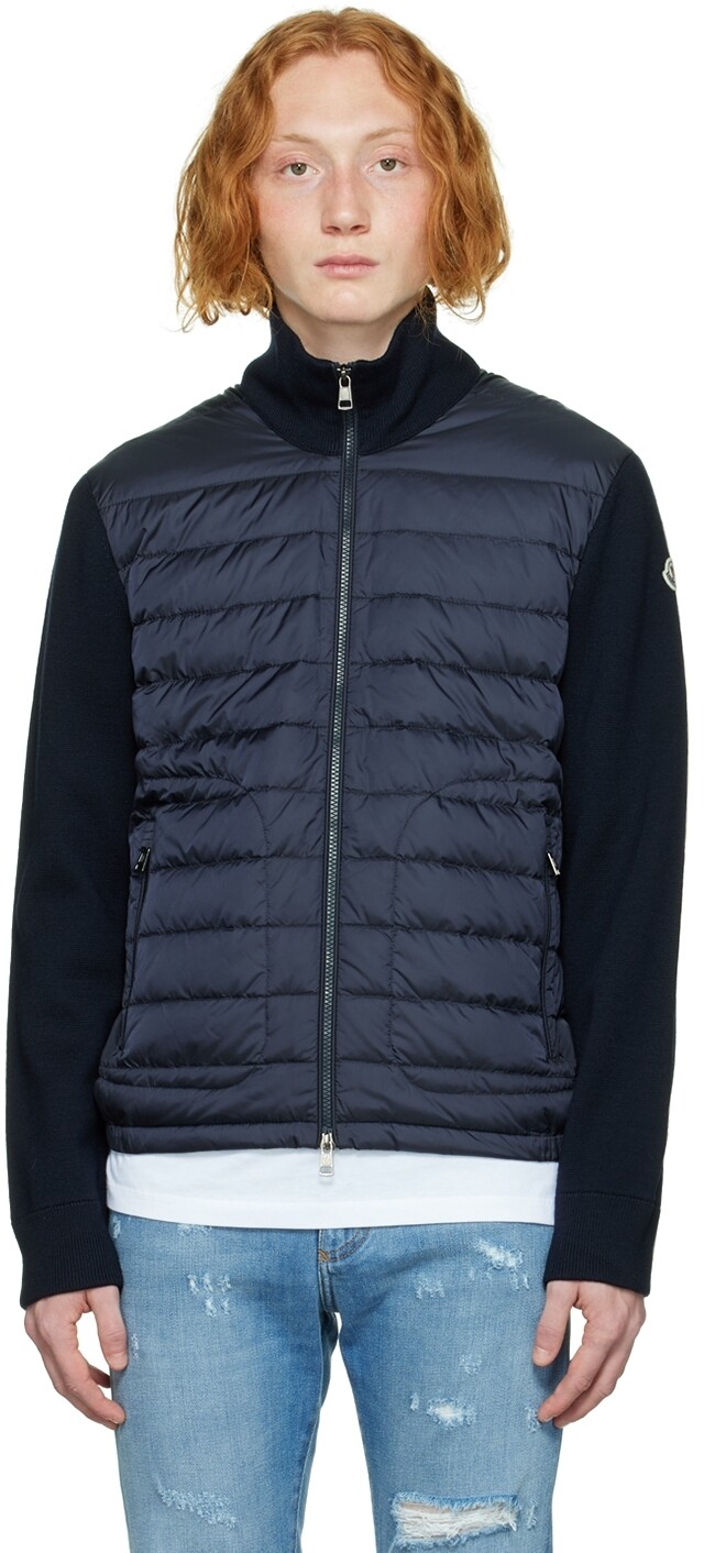 

Темно-синий пуховый кардиган Moncler