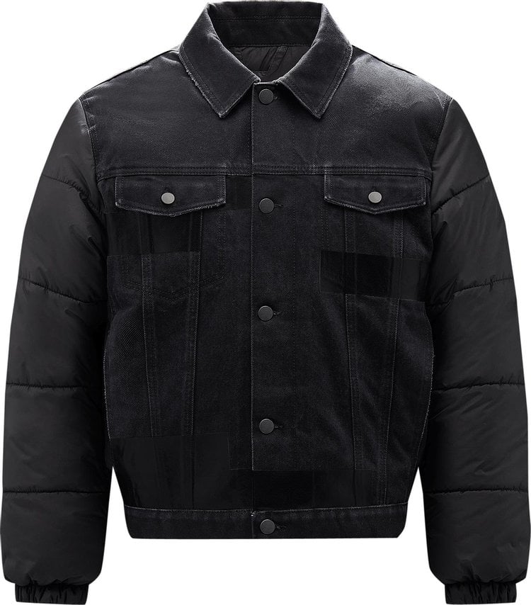 Пуховик MCQ Denim Puffer 'Darkest Black', черный - фото