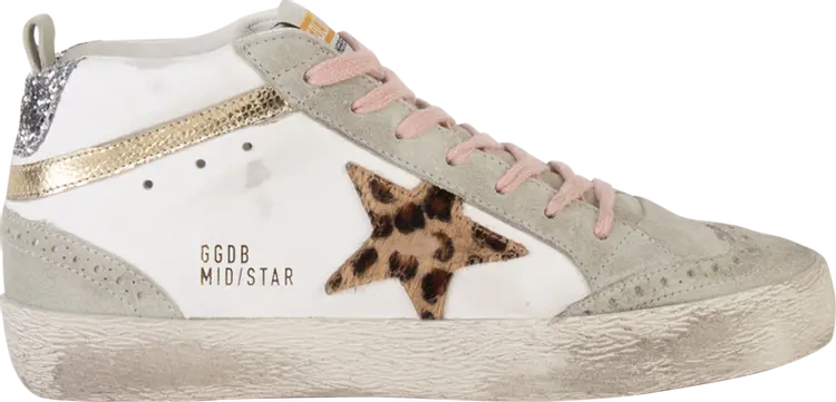 

Кроссовки Golden Goose Wmns Mid Star White Beige Leopard, белый