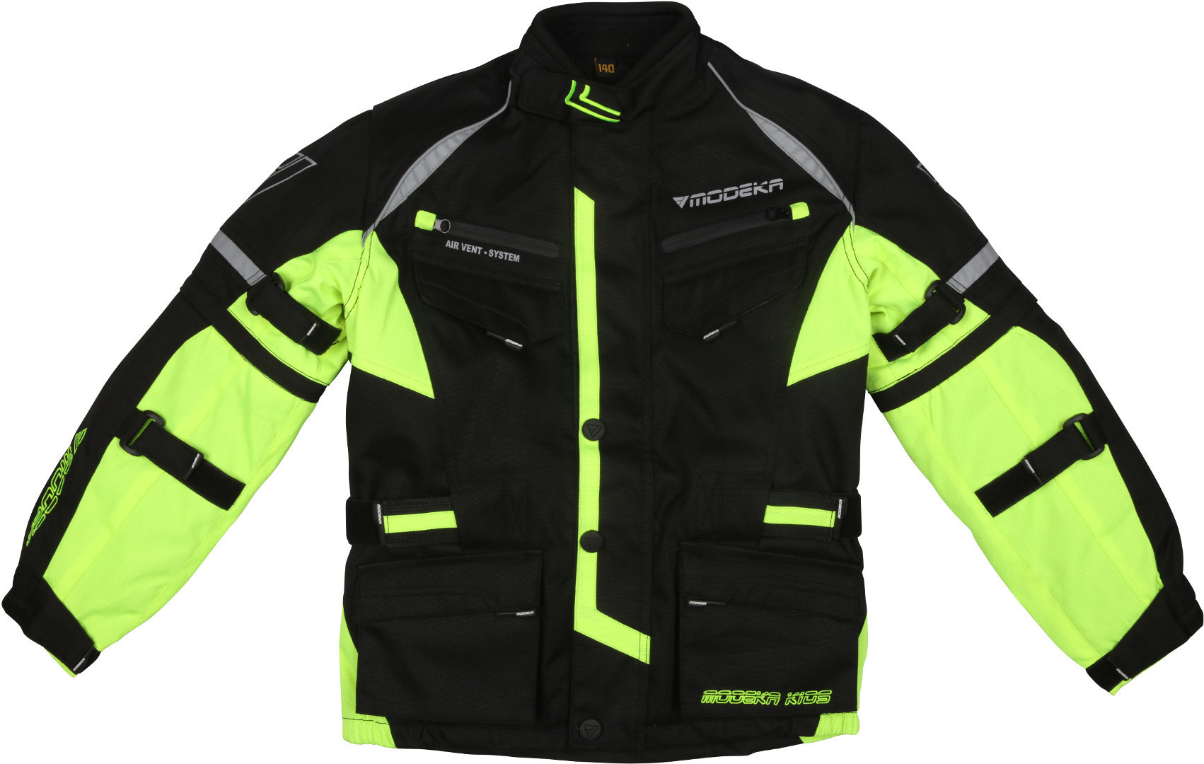 Куртка Modeka Tourex II детская мотоциклетная текстильная, черный/зеленый цена и фото