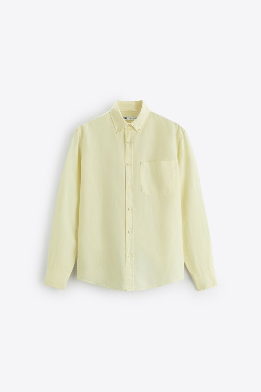 

Рубашка Zara cotton - linen, жёлтый