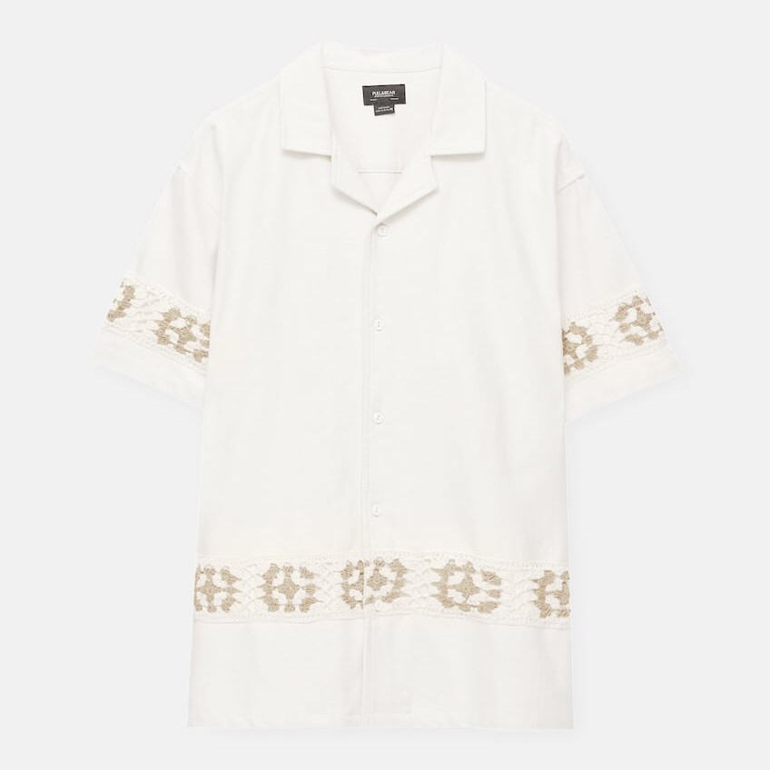 

Рубашка Pull&Bear Short Sleeve Crochet, белый