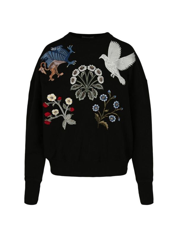 

Толстовка Alexander McQueen с приспущенными плечами и вышивкой, черный