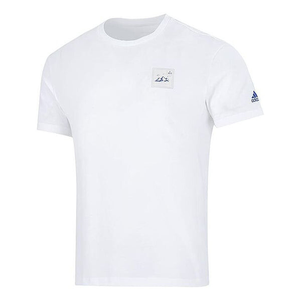 

Футболка Adidas Alphabet Chinese Character Printing Round Neck Sports Short Sleeve White T-Shirt, Белый