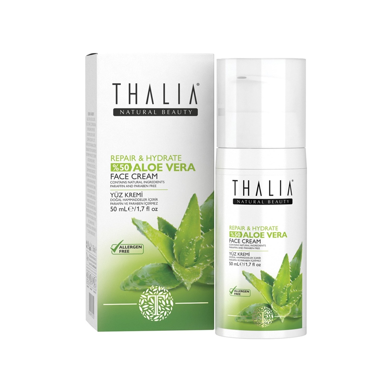 цена Восстанавливающий и увлажняющий крем Thalia Aloe Vera Series для лица, 50 мл