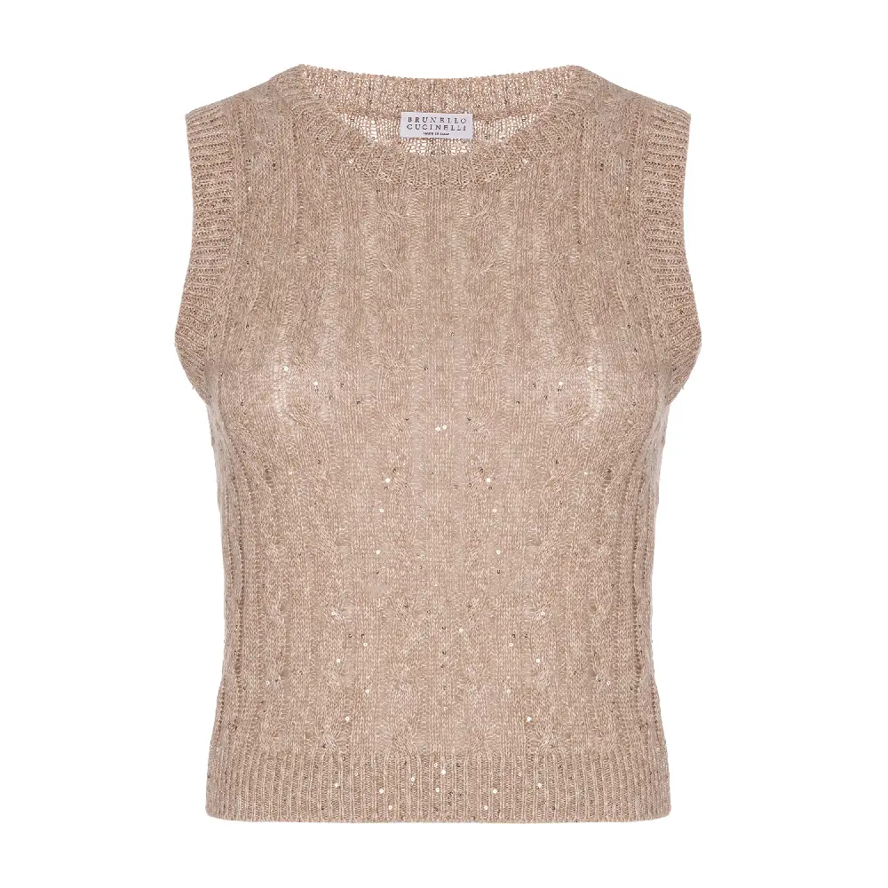 

Вязаный жилет Brunello Cucinelli Sequins, бежевый