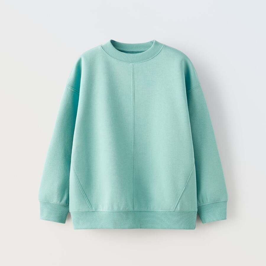 

Свитшот Zara Basic Plush, светло-бирюзовый, Зеленый