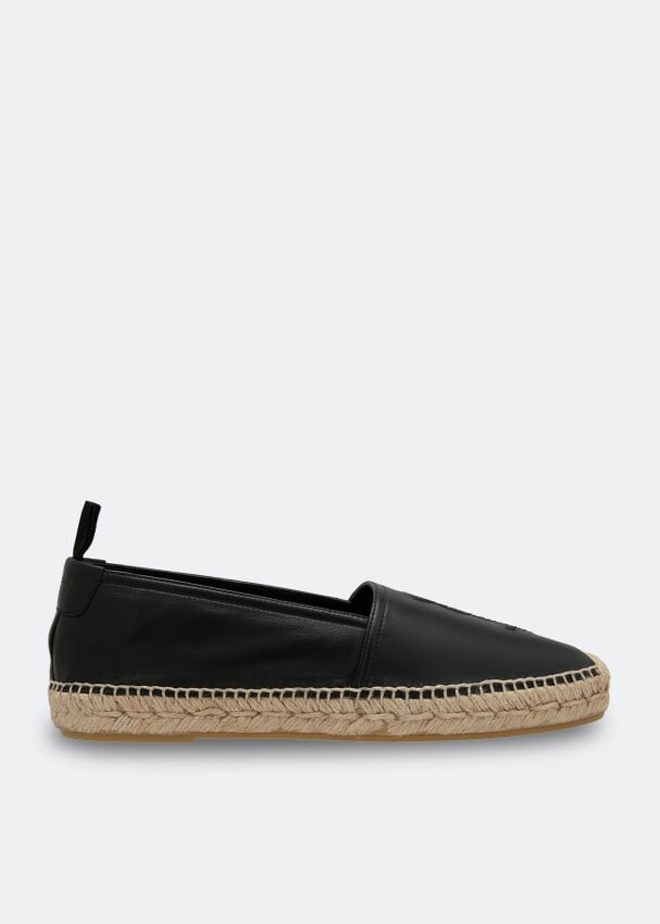 

Эспадрильи SAINT LAURENT Monogram leather espadrilles, черный