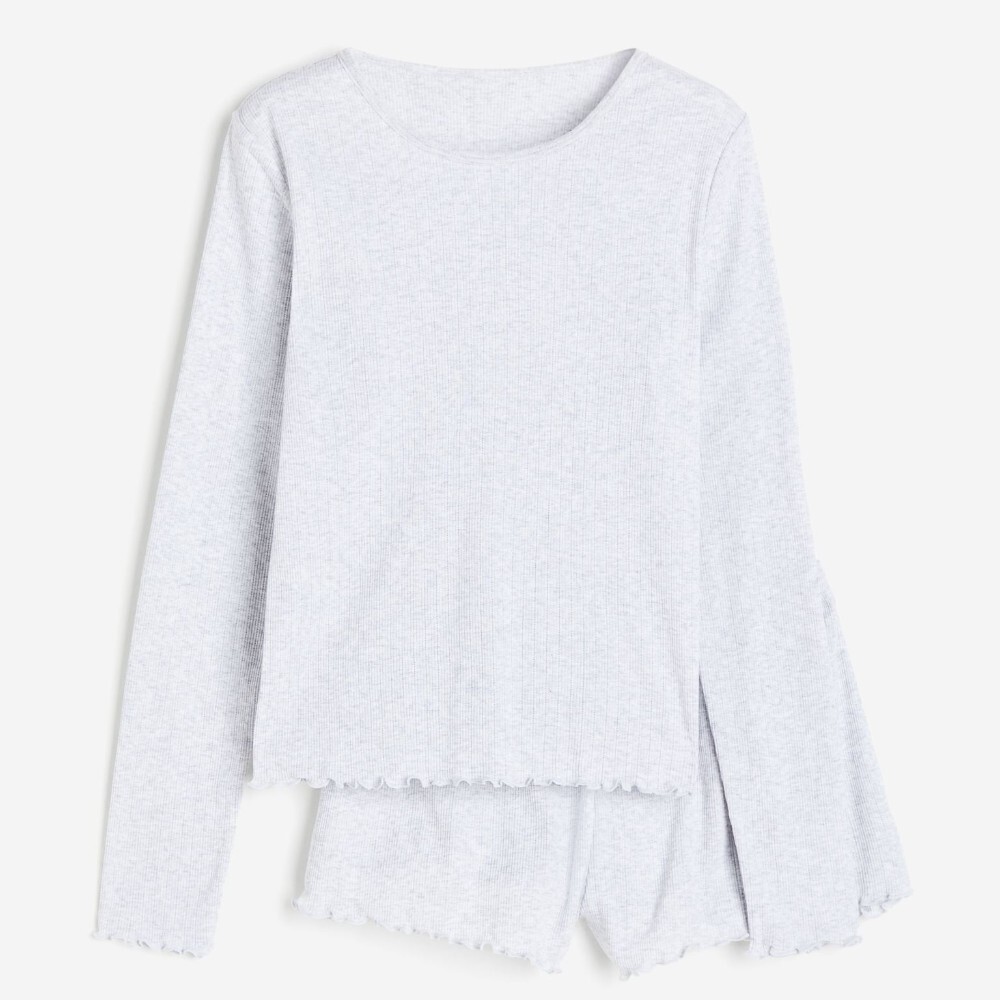 

Пижамный комплект H&M Ribbed, светло-серый