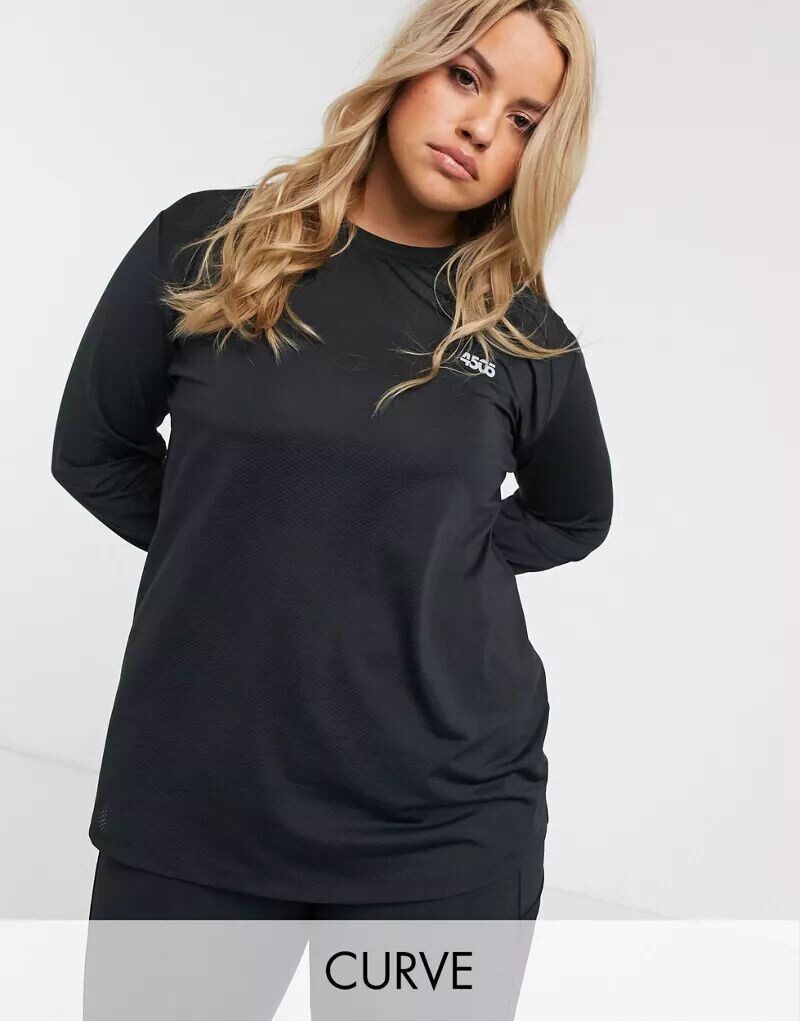

Черный беговой топ с длинными рукавами ASOS Curve Icon