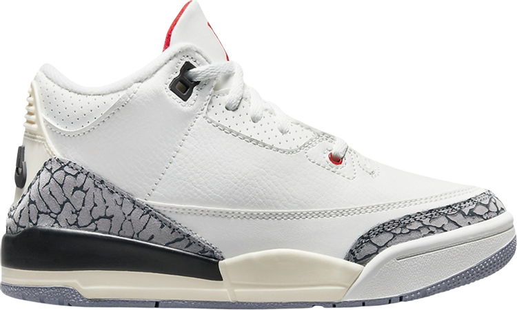 

Кроссовки Air Jordan 3 Retro PS White Cement Reimagined, белый