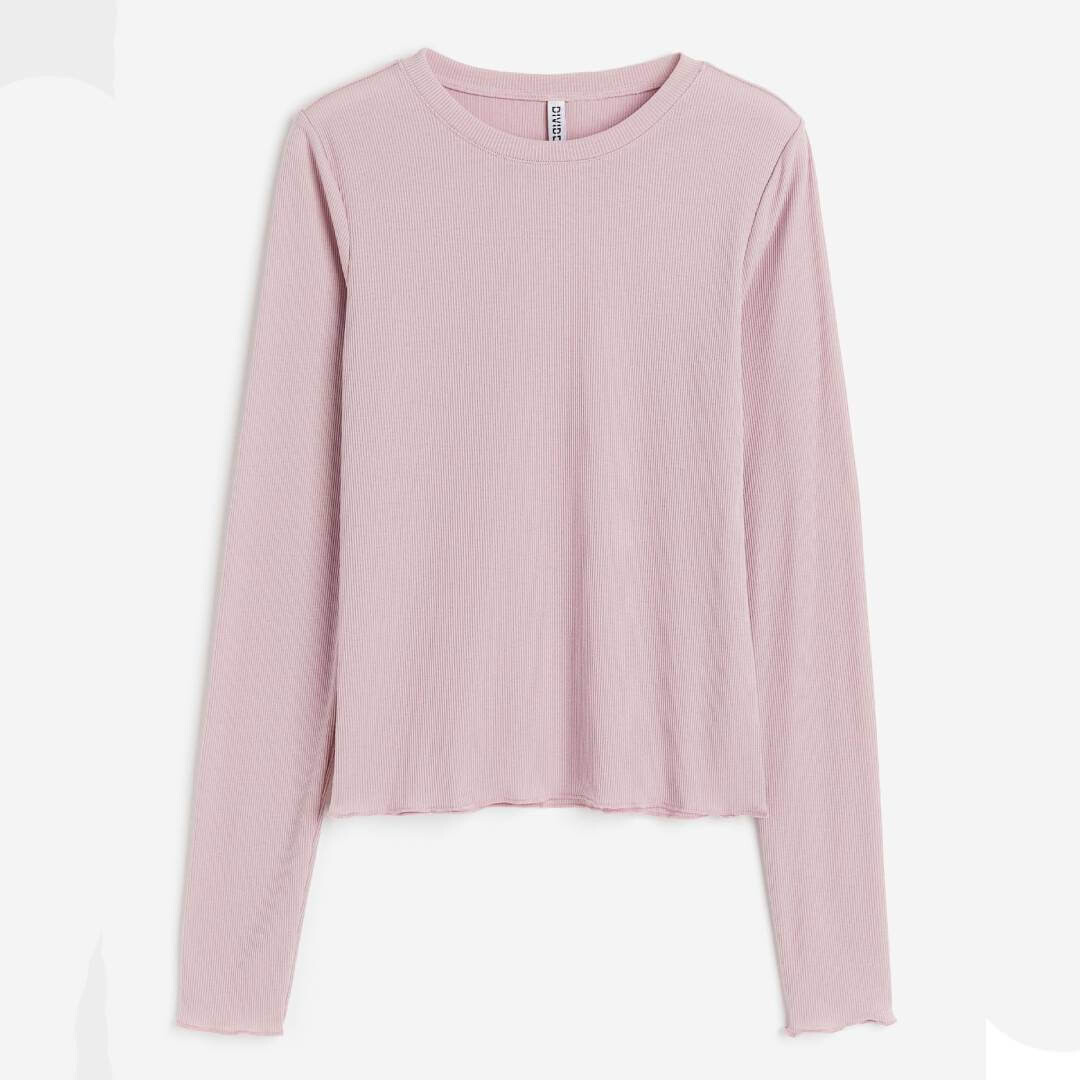 

Прозрачный топ в рубчик H&M, пыльно-розовый
