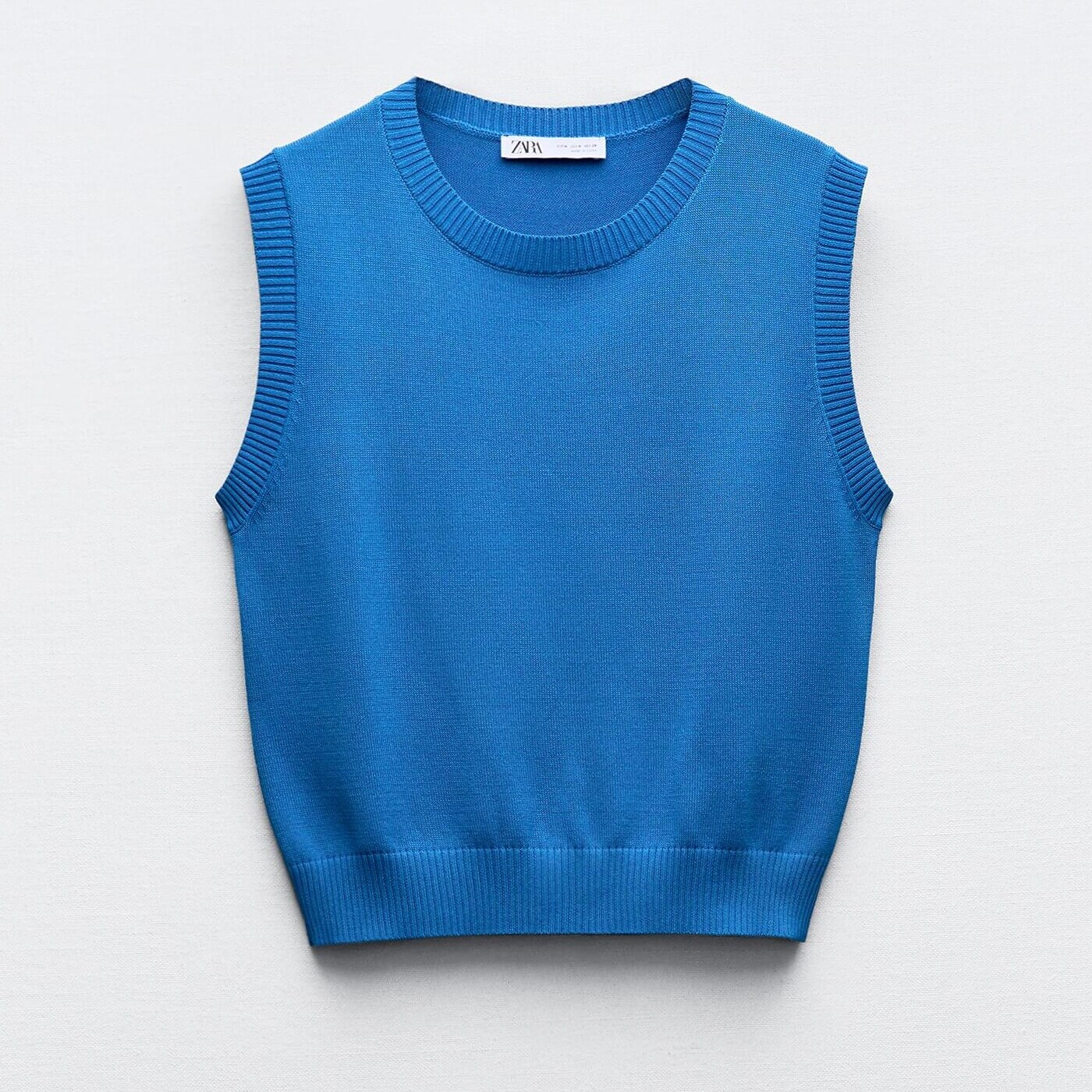

Топ Zara Plain Knit Sleeveless, голубой