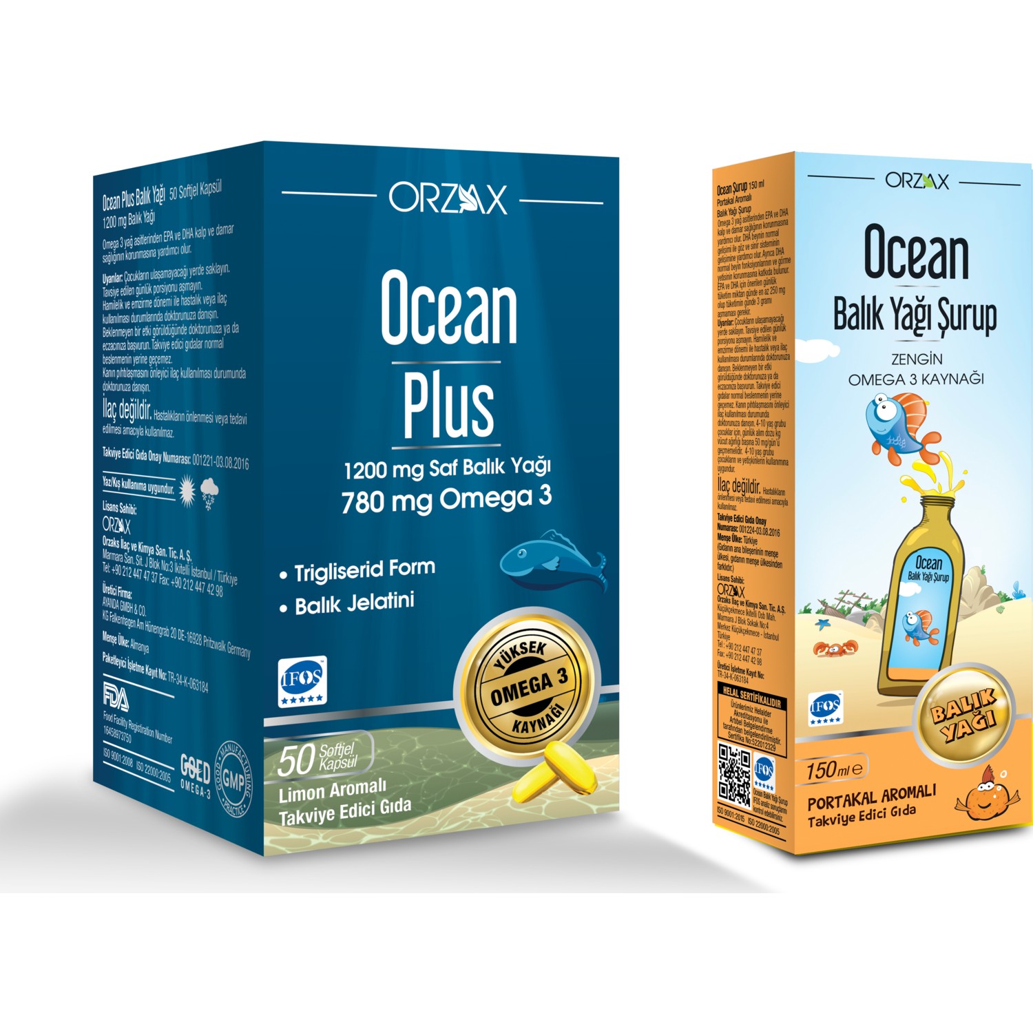 цена Омега-3 Ocean Plus 1200 мг, 50 капсул + Сироп Ocean Orange