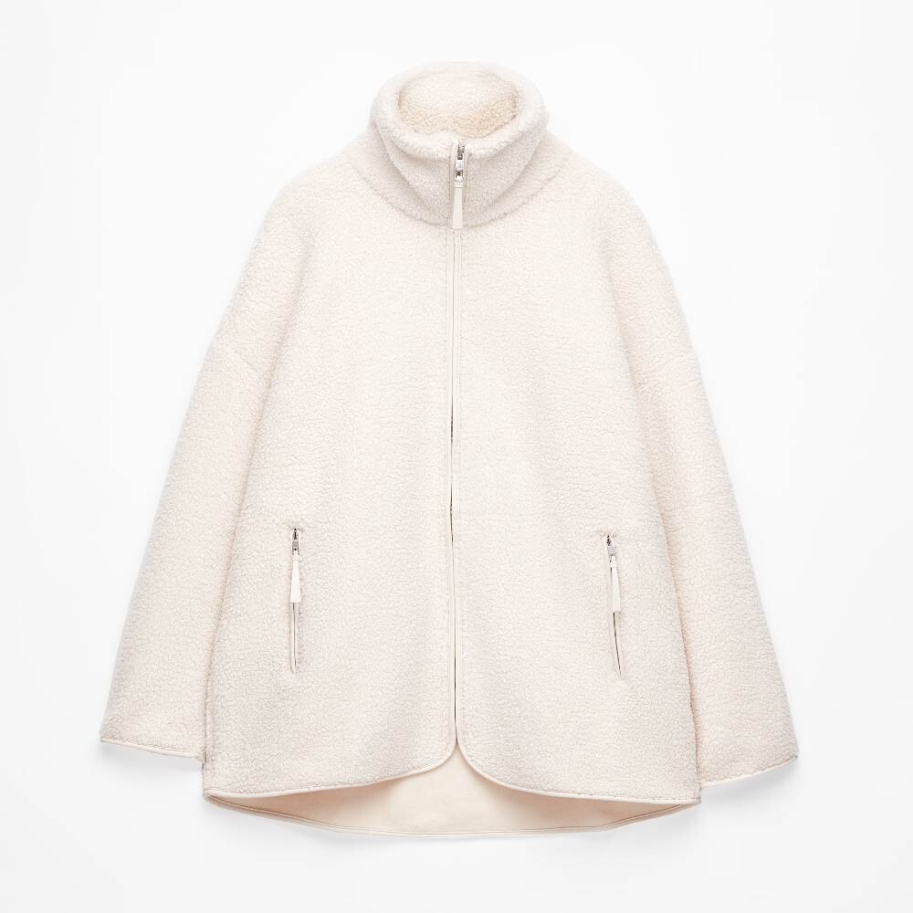 

Куртка Oysho Faux-shearling Oversize, светло-бежевый