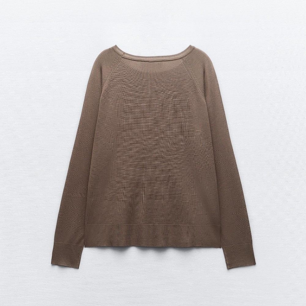 Свитер Zara Plain Fine Knit, коричневый свитер zara plain metallic knit серебристый