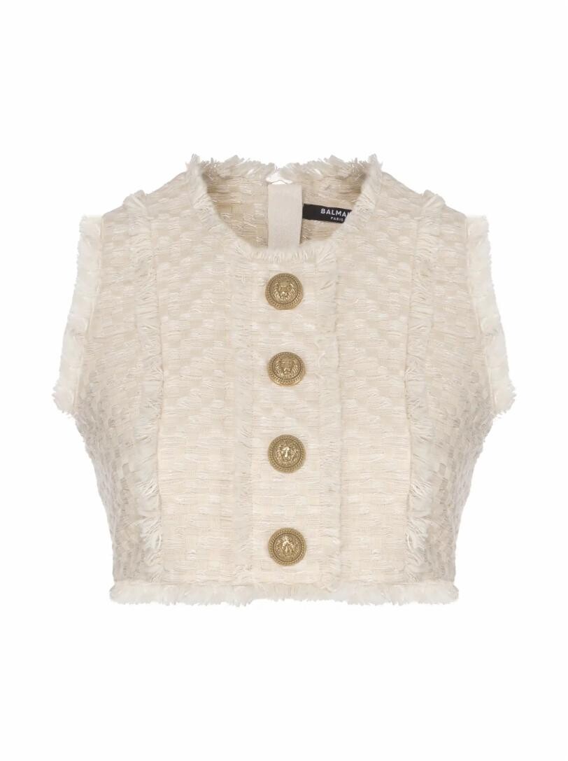 

Укороченный твидовый топ Balmain